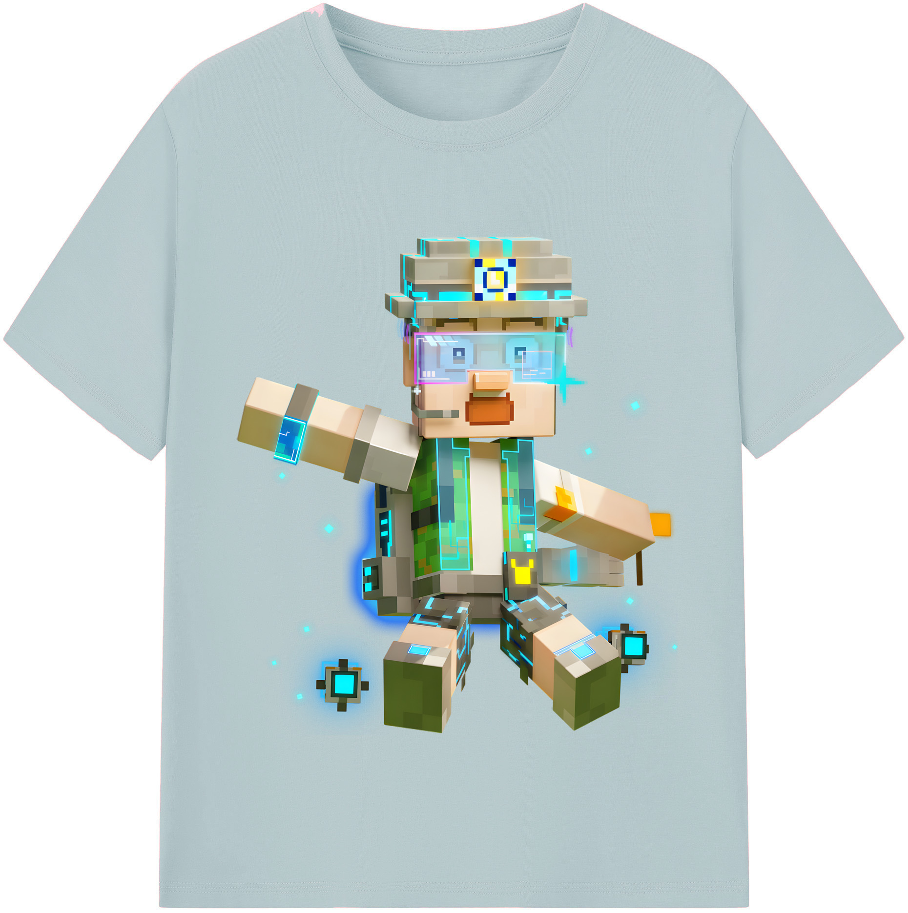 （画像用） マインクラフト ブロックの世界 Minecraft MC Block world 綿100％半袖Tシャツ（フロントプリント）